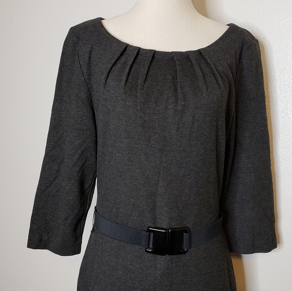 Trina Turk LA Romano Dress Gray Belted Ruched Barbiecore Classic Dark Gray - Picture 4 of 11